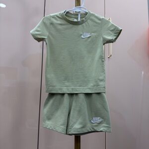 Nike Kids Olive Green T-Shirt and Shorts Set